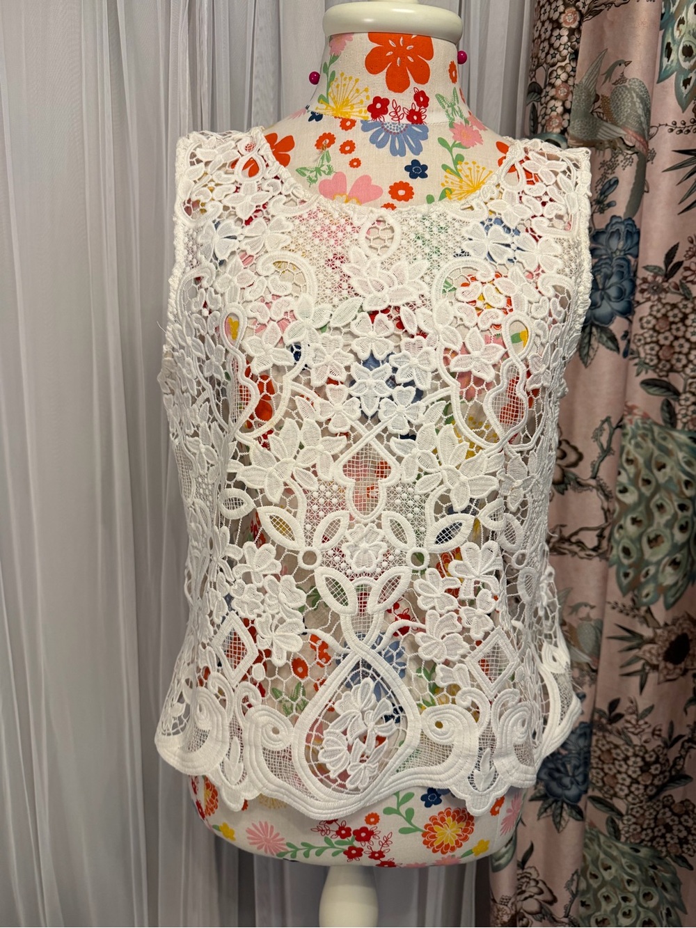 Acemi White Floral Crochet Lace Camisole